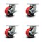 Service Caster 6 Inch Heavy Duty Red Poly on Cast Iron Swivel Caster Set with Brakes, 4PK SCC-KP92S630-PUR-RS-SLB-4 - alternate 1